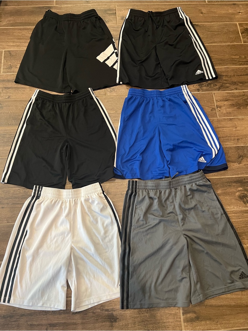 adidas Kids Athletic Shorts Set - Black, Blue, White, Gray